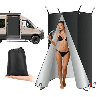 RV Shower Curtain with Magnetic Bottom - 420D Heavy Duty Opaque Privacy Foldi...
