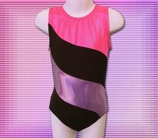 Gymnastics Leotard Girls sz CS Child 6 black pink purple mystique metallic CA