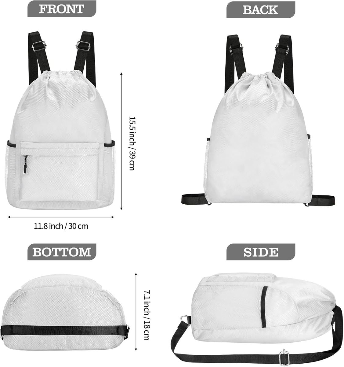 Waterproof Drawstring Bag, Lightweight String Backpack with Water