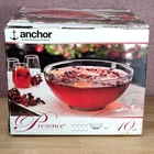 Vintage Anchor Hocking Presence Modern 10 Pc Punch Bowl Set Stemless Serves 8