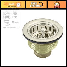 Large Kitchen Sink Basket Strainer 3-1/2" Post Style, Polished Nickel Finish