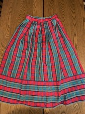 Vtg. Handmade Holiday Xmas Skirt Red Green Plaid Pleated