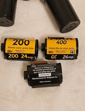 35mm Film Lot Of 3- Kodak 400,  200, Walgreens 200, With Canisters 24-exposure