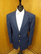 Mens Blazer Sport coat Jacket Stafford 46r Medium Blue Wool Blend N 7