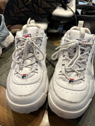 FILA White Lace-Up Low Top Athletic Sneakers, Solid, Unisex, 1FM00139-125