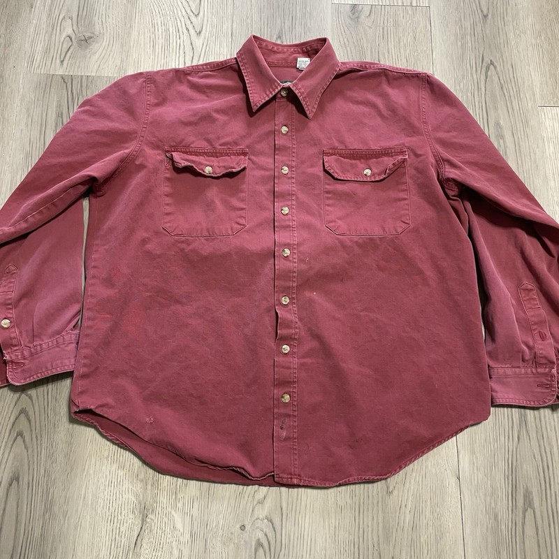 Cabelas Canvas Button Up Shirt Adult XL Tall Red Long Sleeve Collared Men