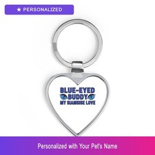 Custom Siamese Cat Pet Lover Keychain Personalized Name Heart Shaped