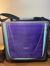 Five Star Zipper Binder Expanding File Folder Purple Aqua Shoulder Strap