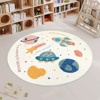 Abreeze Round Kids Play Mat 4Ftfluffy Faux Wool Girls Rug Kids Nursery Door Mat