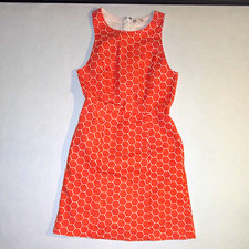 Gap Orange/White Geometric Sheath Dress Sleeveless Knee Pockets Lined Sz 0