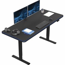 VIVO Electric 71” x 30” Stand Up Desk with RGB, Black Table Top, Black Frame