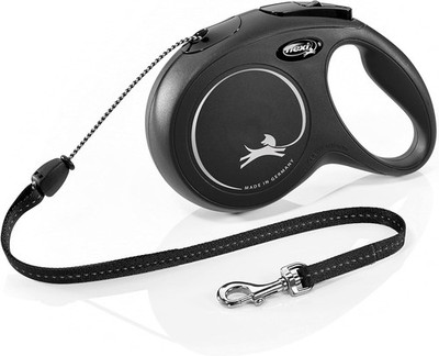 Flexi  Classic M Seil 8 m schwarz, Roll-Leine für Hunde bis 20 kg