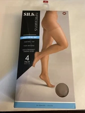 Silk Impressions Sheer Control Top Tights Womens Size Medium Cocoa High Waisted