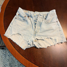 Levi's Premium 501 Women's Light Wash High Rise Cut Off Shorts Size 27