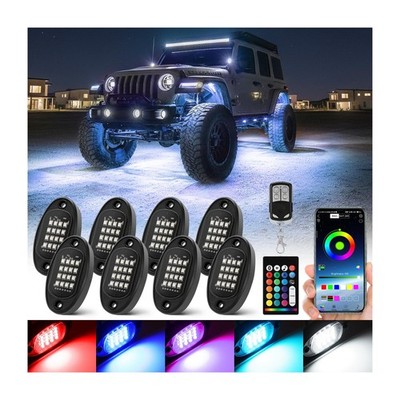 Luces Rock Lights 8 Pods RGB Segmentado Para Camiones Y Vehiculos Offroad