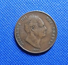 1831 Penny William IV British Copper Coin