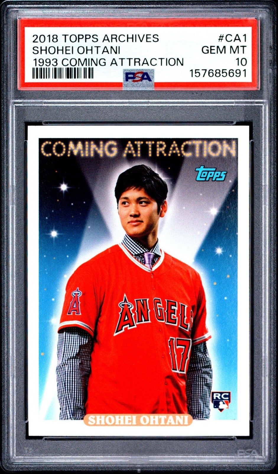 2018 Topps Archives Shohei Ohtani 1993 Coming Attraction Rookie #CA-1 PSA 10 Gem