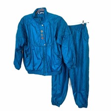 Bold Spirit Tracksuit Vintage Women's Size L Teal Lined Mock Neck Elastic Waist