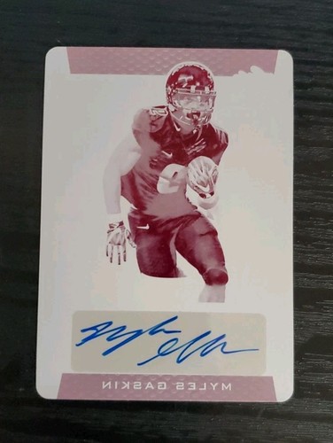 2019 Leaf Metal Magenta Plate Myles Gaskin Auto 1/1 - Picture 1 of 2