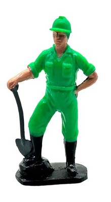 Vintage Remco Green Construction Worker with Shovel 1986