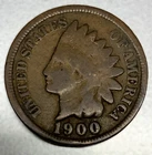 1900 Indian Head Cent Penny Good Condition 1c One Cent US Coin Free Ship - 3386