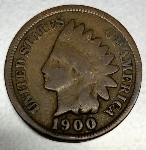 1900 Indian Head Cent Penny Good Condition 1c One Cent US Coin Free Ship - 3386