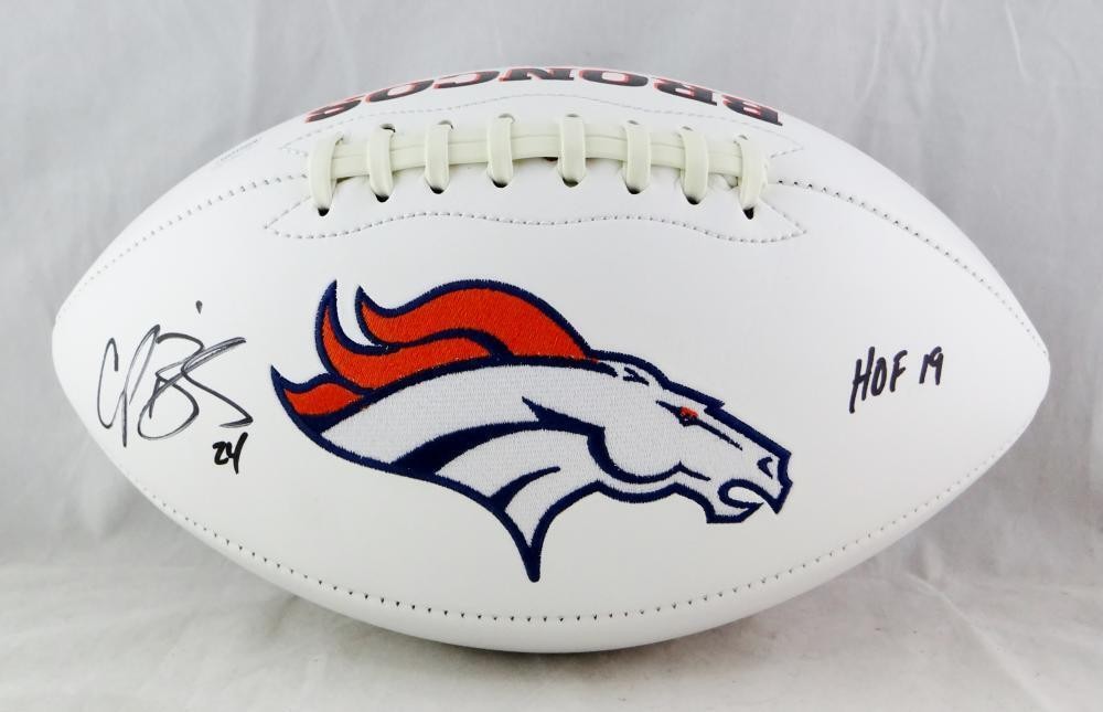 Champ Bailey Autographed Signed Denver Broncos Logo Football w/ HOF- JSA Witnessed Auth 