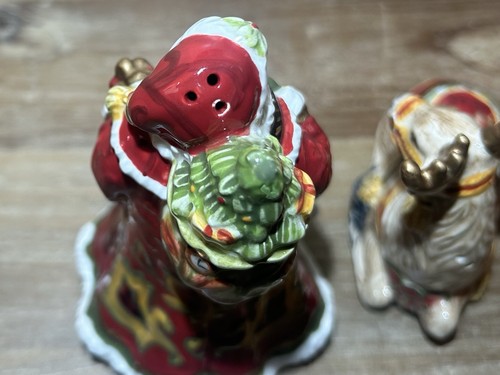 Fitz and Floyd Damascato Vacanze Sale Pepe Shaker Natale Babbo Natale Renna - Foto 5 di 10
