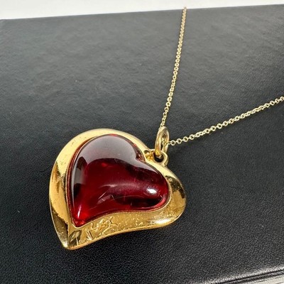 Vintage Yves Saint Laurent (YSL) Colored Stone Heart Necklace
