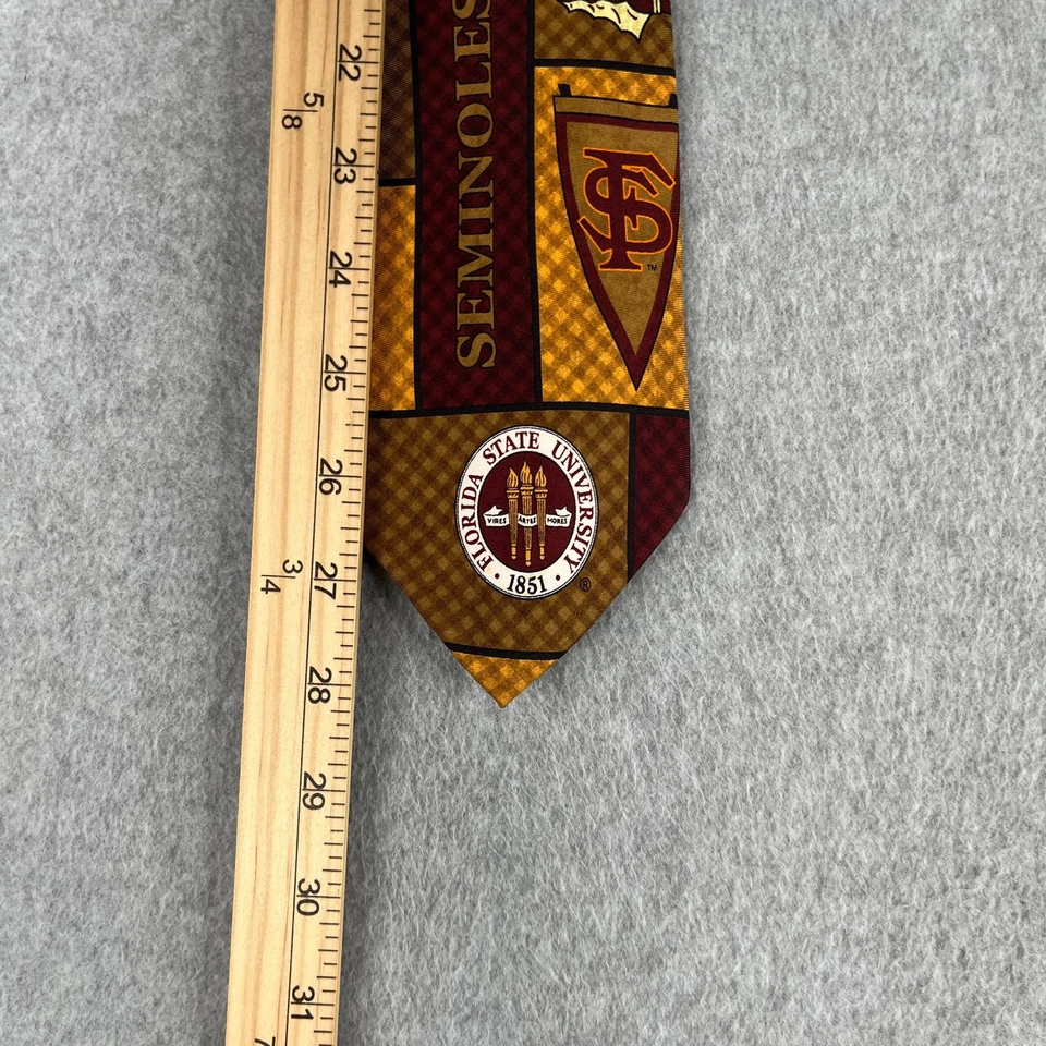 Corbata de golf Florida State Seminoles granate logotipo estampado por todas partes seda Foto 3 de 4