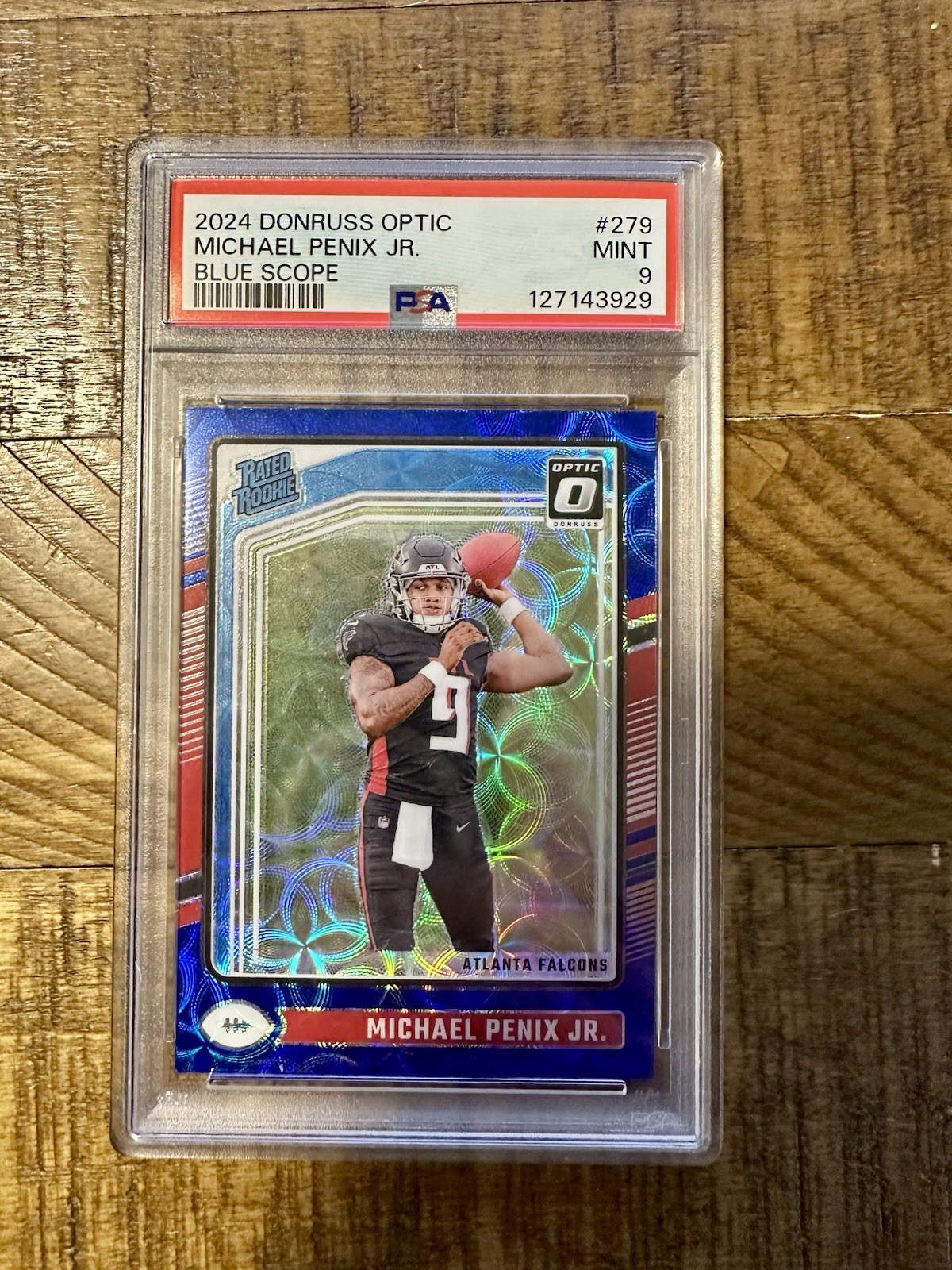 2024 Donruss Optic Michael Penix Jr. Blue Scope Rated Rookie #279 PSA 9 Falcons