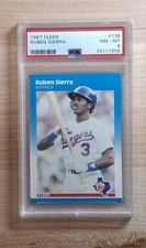 PSA 8 NM- Mint - Ruben Sierra 1987 Fleer Rookie Card RC #138. rookie card picture