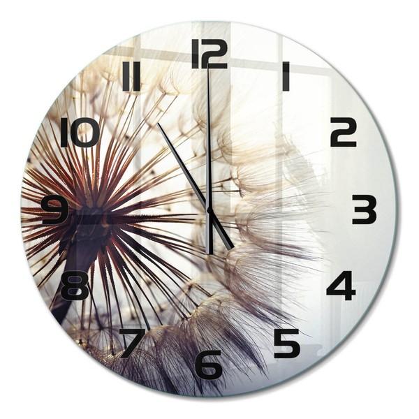 Elegante Design-Wanduhr Aus GehäRtetem Glas LöWenzahn Schwarze Zeiger Fi60 Cm-image