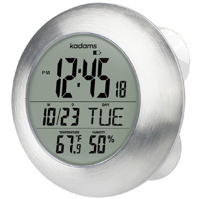 KADAMS Bathroom Shower Digital Wall Clock Large LCD Screen - Kitchen Clock -