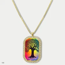 New Colorful Tree of Life Pendant Necklace Chain Image Dog Tag Chain Gift Design