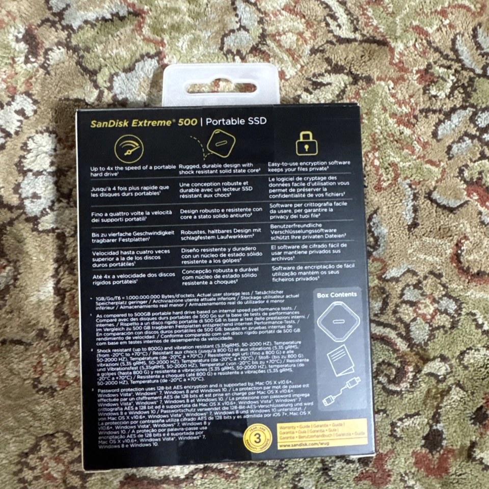 SanDisk Extreme 480GB External USB 3.0 Portable SSD 480GB SDSSDEXT-480G-G25 - Image 2 of 2