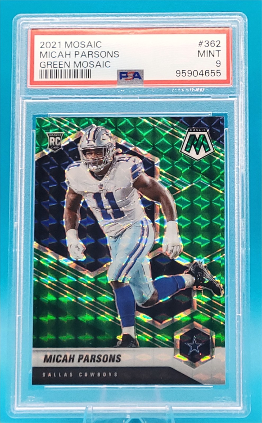 2021 Panini Mosaic Rookies Micah Parsons #362 Green Mosaic Prizm (RC) PSA 9