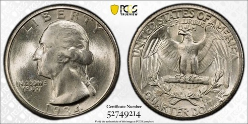 1934 P Washington Quarter PCGS MS-65 Medium Motto
