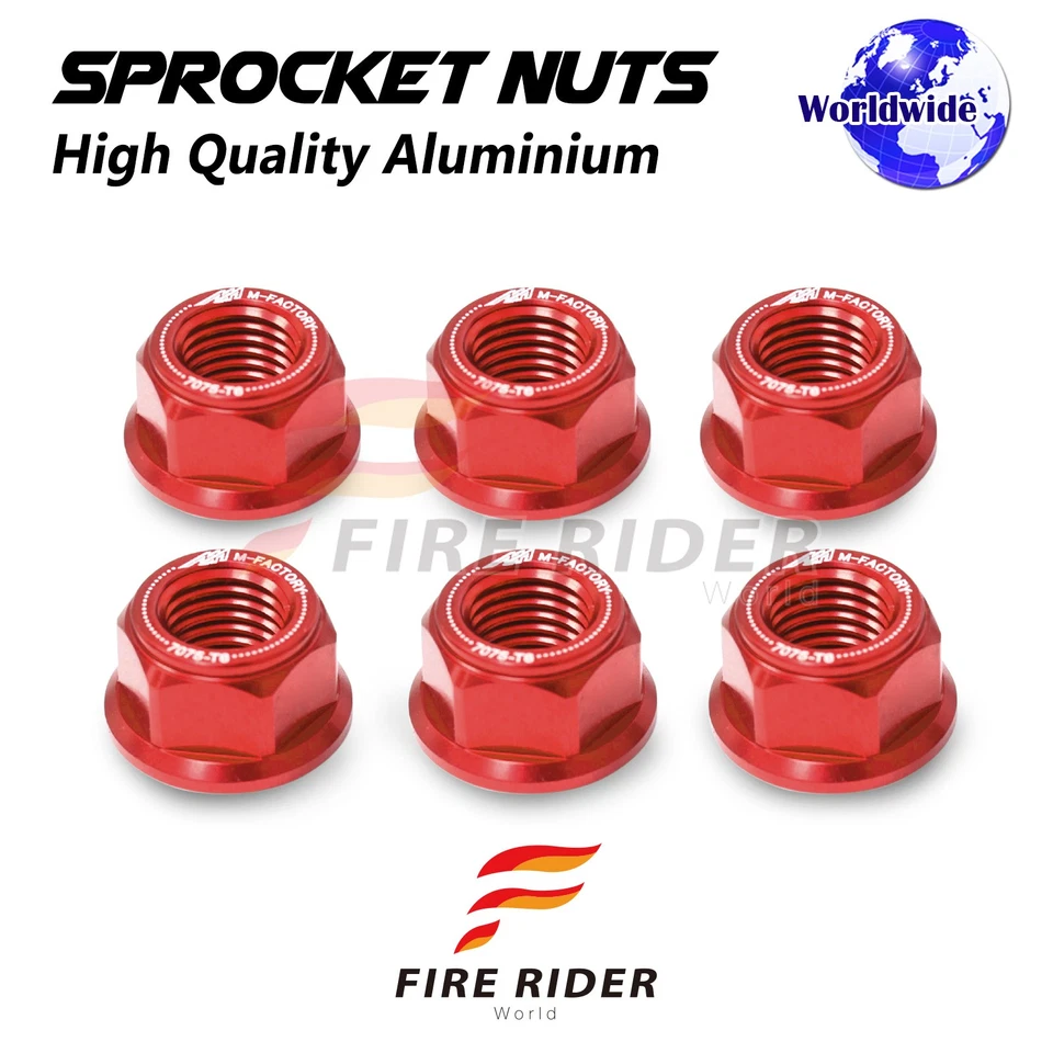Red Rear Sprocket Nuts M10 For Yamaha FZ07 MT07 Tracer 15 16 17 18 19 20 - Image 2 of 3