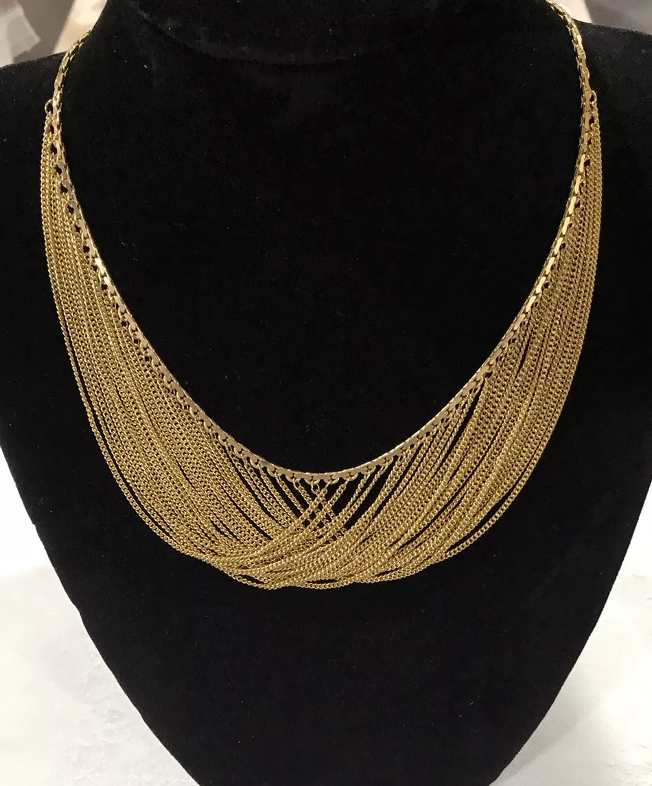 Stunning 14k Yellow Gold Plated Multi Strand 18 Necklace. 508 eBay