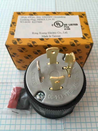 NEMA L14-30, 3 POLE, 4 WIRE, 30A 125/250V Grounding Locking PLUG, UL listed - Picture 5 of 5