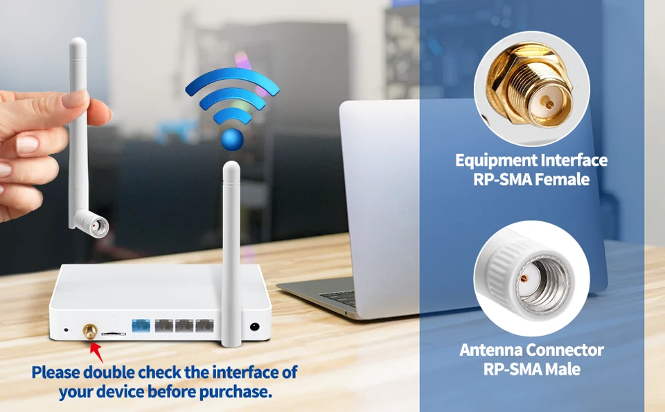 2x 2,4 GHz 5 GHz MIMO RP-SMA Externe WLAN-Antenne für WLAN-Karte USB-Adapter - Bild 4 von 4