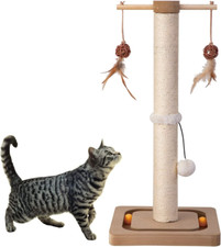 25" Tall Cat Scratching Post - Premium Sisal Scratch Post with Interactive Toy