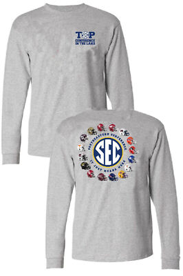 SEC Men s Helmet Logo Grey 2 Sided Long Sleeve T Shirt