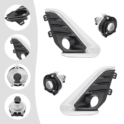 6Pcs Bumper Fog Light Lamp w/ Bezel Frame Chrome Trim For GMC Terrain 2018-2021