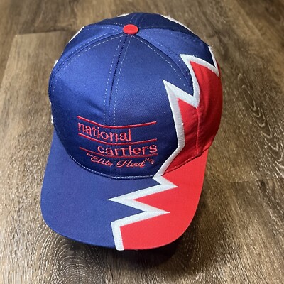 Trucker Jagged Edge Hat Red Blue Gray Strapback Baseball Cap 18 Wheeler Farm