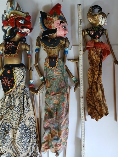 Vintage Indonesien Wayang Golek Stabpuppen - 3 Stück - Vater Mutter Tochter 65cm - Bild 4 von 11