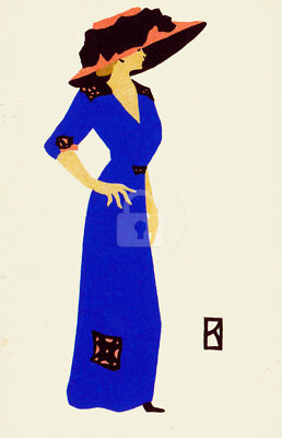Wiener Werkstatte Postcard 326 Mela Koehler, Fashion 1910 COPY