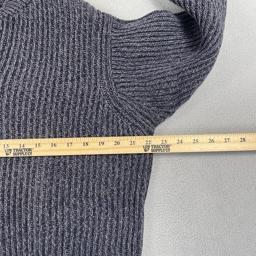 LL Bean Sweater Men's Medium Blue Henley Long Sleeve Knit Heavyweight Fisherman - Picture 6 of 10