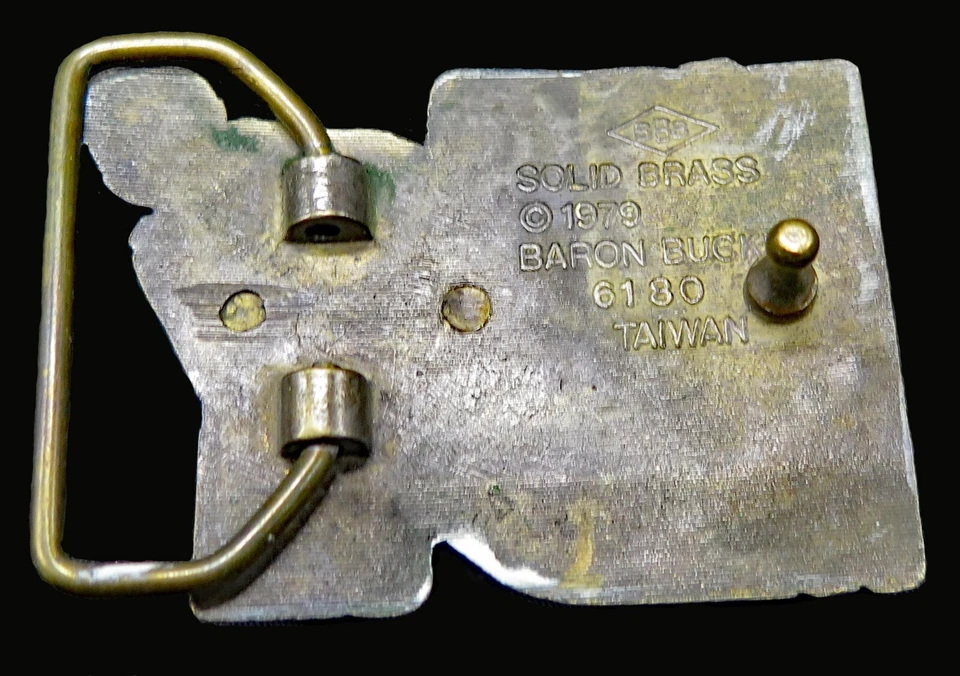 Fivela de cinto vintage bronze barão esqui aquático - Imagem 4 de 4